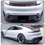 Carbon Fiber Rear Diffuser Compatible with Porsche Taycan Turbo S Sedan 4-Door 2019-2024 Auto Rear Lower Bumper Lip Spoiler Body Kit 3pcs