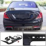 Mercedes Benz W222 S63 S65 AMG Facelift 2018-2020 Rear Bumper Diffuser W/Exhaust Pipe Tips Carbon Fiber