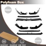 Gloss Black Front Lip Spoiler Compatible with Honda Civic Sedan 2022-2024 PP Car Front Bumper Lower Spoiler Lip Splitter Body Kit Trim Protection 4PCS