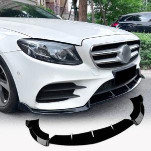 Mercedes Benz E Class W213 Sport E43 AMG 2016-2020 Front Bumper Lip Glossy Black ABS
