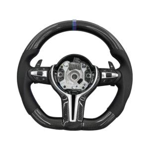 BMW Universal M5 M6 F10 F20 F22 F30 F32 F36 F06 F07 E70 Custom F8x M2 M3 M4 Car Steering Wheel Full Set Carbon Fiber (Paddles+Buttons+Carbon fiber Trim Cover+Flat Bottom)
