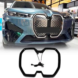 iX Front Bumper Kidney Grille Frame for BMW iX xDrive50 M60 2022-2025 | ABS Gloss Black Grille Outer Frame W/LED