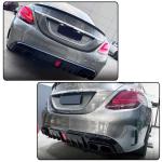 Rear Diffuser for Mercedes Benz C Class W205 C300 C350 C400 Sport C43 C63 AMG Sedan 2015-2021 PP Under Bumper Chin Diffuser Lip Splitter with Exhaust Tips