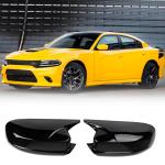 Gloss Black Rear Mirror Caps Fits for Dodge Charger 4-Door 2015-2022 Add-on ABS Side Mirror Cover, Easy Direct Installation Scratch Protection, Exterior Styling Outdoor Use