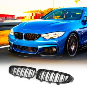 F32 Front Grille Compatible with BMW 4 Series F32 F33 F36/M3 F80/M4 F82 F83 2014-2019 ABS Auto Bumper Kidney Grill Cover Body Kit (Double Slats Gloss Black Grille)