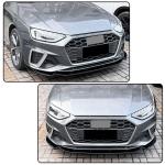 S4 Gloss Black Front Bumper Lip for Audi A4 S4 B9.5 Sline 2020-2024 3PCS | Lower Chin Spoiler Splitter Air Dam Body Kit Trim Tape-On No modification