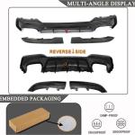 G22 Carbon Fiber Rear Diffuser Compatible with BMW 4 Series G22 G23 430i M440i 2021-2026 Lower Bumper Lip Spoiler Body Kit(with Splitters and LED)