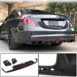 Mercedes Benz W222 Sport S63 AMG Pre-facelift 2014-2017 Rear Bumper Diffuser With Exhaust Pipe Tips Carbon Fiber