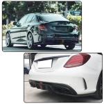 W205 Carbon Fiber Rear Diffuser Compatible with Mercedes Benz C Class W205 C300 C350 C400 C43 C63 AMG Sedan 2015-2021Under Bumper Chin Diffuser Lip Splitter with Light
