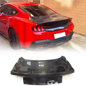 Carbon Fiber Rear Trunk Lid Cover Compatible with Ford Mustang EcoBoost/GT/Dark Horse/S650 2024-2025 Replacement Rear Trunk Spoiler Boot Panel Cover Trim Bodykit