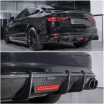 Audi S5 A5 Sline B9 2017-2020 Carbon Fiber Rear Bumper Diffuser Lip With Brake Light