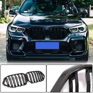 BMW X6 G06 F96 X6M 2020+ Front Grille Dual Slat Carbon Fiber