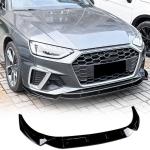 S4 Gloss Black Front Bumper Lip for Audi A4 S4 B9.5 Sline 2020-2024 3PCS | Lower Chin Spoiler Splitter Air Dam Body Kit Trim Tape-On No modification
