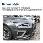 A4 Carbon Look 1pc/Set Front Lip for 2020-2024 Audi A4 B9.5 S-Line | ABS Integrated Lower Chin Spoiler Splitter Compatible with 2020-2024 Audi A4 B9.5 S-Line Sedan No Modification Body Kit