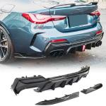 G22 Carbon Fiber Rear Diffuser Compatible with BMW 4 Series G22 G23 430i M440i 2021-2026 Lower Bumper Lip Spoiler Body Kit(with Splitters and LED)