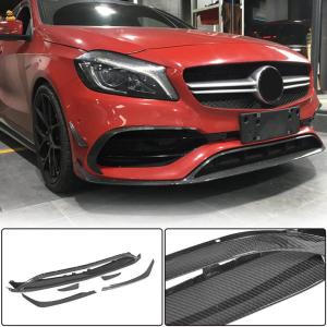 Mercedes Benz A Class W176 Sport A45 Facelift 2016-2018 Front Bumper Lip Carbon Fiber