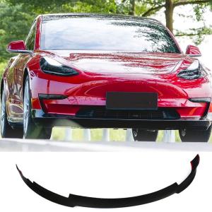 Gloss Black Front Bumper Lip Compatible with Tesla Model 3 Sedan 2016-2023 Fiberglass Chin Spoiler Lip Splitter Protector Air Dam Factory Outlet