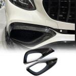Carbon Fiber Front Bumper Air Vent Cover Fins fits for Mercedes Benz C217 S63 AMG 2018-2023 Fog Lamp Grill Cover Protector Bumper Protection Direct Fit Installation