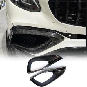 Carbon Fiber Front Bumper Air Vent Cover Fins fits for Mercedes Benz C217 S63 AMG 2018-2023 Fog Lamp Grill Cover Protector Bumper Protection Direct Fit Installation
