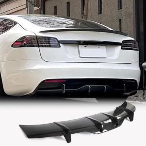 Tesla Model S Plaid 2021-2024 Rear Bumper Diffuser Lip Carbon Fiber