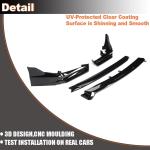 Gloss Black Front Lip Spoiler Compatible with Honda Civic Sedan 2022-2024 PP Car Front Bumper Lower Spoiler Lip Splitter Body Kit Trim Protection 4PCS