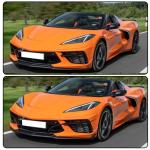 Gloss Black Front Bumper Lip for Chevrolet Corvette Stingray C8 2020-2024 | Fiberglass Front Chin Spoiler Splitter Protector Air Dam 2pcs/Set
