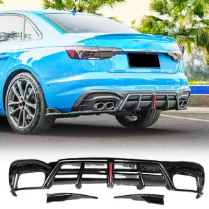 Rear Bumper Diffuser Lip with LED Fits for Audi A4 S4 B9.5 4-Door 2021+ Rear Diffuser Body Kits