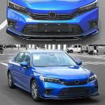 Honda Civic Sedan 2022-2024 Front Bumper Lip Glossy Black ABS