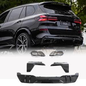 BMW X5 G05 Sport Utility 4-Door Rear Bumper Diffuser Lip W/ Exhaust Tips Tailpipe Glossy Black ABS