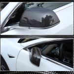 For Tesla Model S Dry Carbon Fiber Add-On Side Rearview Mirror Cover Caps Pair