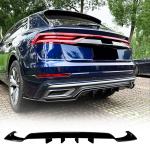 3PCS Gloss Black Rear Bumper Diffuser Lip for Audi Q8 4M Sline 2019-2023 | ABS Lower Spoiler Bumper Guard Body Kit Lightweight Exhaust Diffuser Cover Aerodynamic Exterior Upgrade
