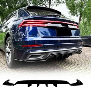3PCS Gloss Black Rear Bumper Diffuser Lip for Audi Q8 4M Sline 2019-2023 | ABS Lower Spoiler Bumper Guard Body Kit Lightweight Exhaust Diffuser Cover Aerodynamic Exterior Upgrade