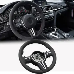 BMW Universal F8x M2 M3 M4 M5 M6 F10 F20 F22 F30 F32 F36 F06 F07 E70 Leather Car Steering Wheel Full Set(Paddles+Buttons+Trim Cover+Flat Bottom)