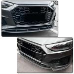 S4 Carbon Look Front Bumper Lip for Audi A4 S4 B9.5 Sline 2020-2024 3PCS | Lower Chin Spoiler Splitter Air Dam Body Kit Trim Tape-On No modification