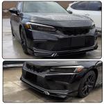 Gloss Black Front Lip Spoiler Compatible with Honda Civic Sedan 2022-2024 PP Car Front Bumper Lower Spoiler Lip Splitter Body Kit Trim Protection 4PCS