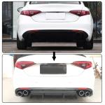 Carbon Fiber Rear Diffuser Compatible with Alfa Romeo Giulia Base Sedan 4-Door 2015-2021 Lower Bumper Lip Spoiler Body Kit with Exhaust Tips Tailpipe and Red Reflectors Factory Outlet
