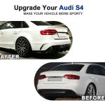 Gloss Black ABS Rear Diffuser for Audi S4 B8 2008 2009 2010 2011 2012 | Stylish Rear Bumper Diffuser Self‑Tapping Screws Mount for Audi S4 B8 08‑12, Professional Installation Suggested