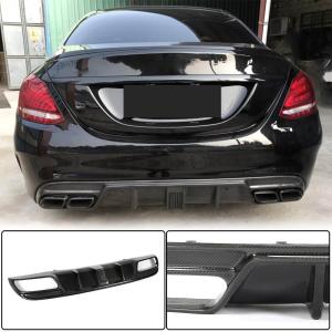 Mercedes Benz W205 Sport C43 C63 C450 AMG Pre-facelift 2015-2020 Rear Bumper Diffuser Lip W/Brake Light Carbon Fiber/FRP
