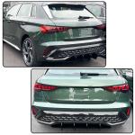 Gloss Black Rear Bumper Diffuser Lip Shark Fin for Audi A3 8Y Sline 2024+ | ABS Lower Bumper Lip Spoiler Body Kit Factory Outlet