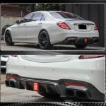 Mercedes Benz W222 S63 S65 AMG Facelift 2018-2020 Rear Bumper Diffuser W/Exhaust Pipe Tips Carbon Fiber