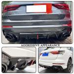 Gloss Black Rear Bumper Diffuser Fits for Audi Q3 Sline 4-Door 2021 2022 PP Under Chin Lip Spoiler Splitter with Exhaust Tips
