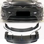 Tesla Model X 2016-2020 Front Bumper Lip Rear Bumper Diffuser Carbon Fiber