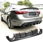 Infiniti Q50 Q50S 2018-2022 Carbon Fiber Rear Bumper Diffuser Lip W/ LED Brake Light