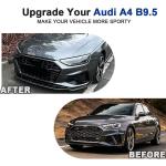 A4 Carbon Look 1pc/Set Front Lip for 2020-2024 Audi A4 B9.5 S-Line | ABS Integrated Lower Chin Spoiler Splitter Compatible with 2020-2024 Audi A4 B9.5 S-Line Sedan No Modification Body Kit