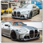 Gloss Black Front Lip Spoiler Compatible with BMW G80 G81 M3 G82 G83 M4 2021-2026 ABS Car Front Splitters Body Kit Trim Protection