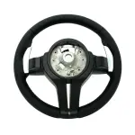 BMW Universal M Series F Series X3 F25 / X4 F26 / X5 F15 / X6 F16 & more Steel Fork Design Steering Wheel with Carbon Fiber trim cover Red/Blue (Paddles+Buttons+Carbon fiber Trim Cover+Flat Bottom)