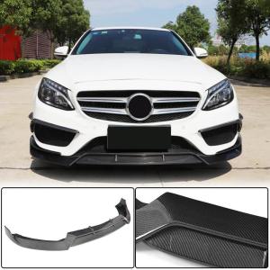 Mercedes Benz W205 C205 A205 Sport C43 Pre-facelift 2015-2019 Front Bumper Lip Carbon Fiber