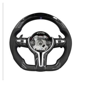 BMW Universal F06/F10/F12/F13/F8X Classic Steering Wheel With LED Carbon Fiber (Airbag+Paddles+Buttons+Carbon Fiber Trim Cover+Flat Bottom)