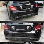 Mercedes Benz W205 Sport C43 C63 C450 AMG Pre-facelift 2015-2020 Rear Bumper Diffuser Lip W/Brake Light Carbon Fiber/FRP
