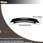 Glossy Black Rear Trunk Spoiler Compatible with Porsche 987 Cayman Base S Coupe 2-Door 2005-2012 FRP Auto Car Rear Boot Lid Highkick Spoiler Wing Lip
